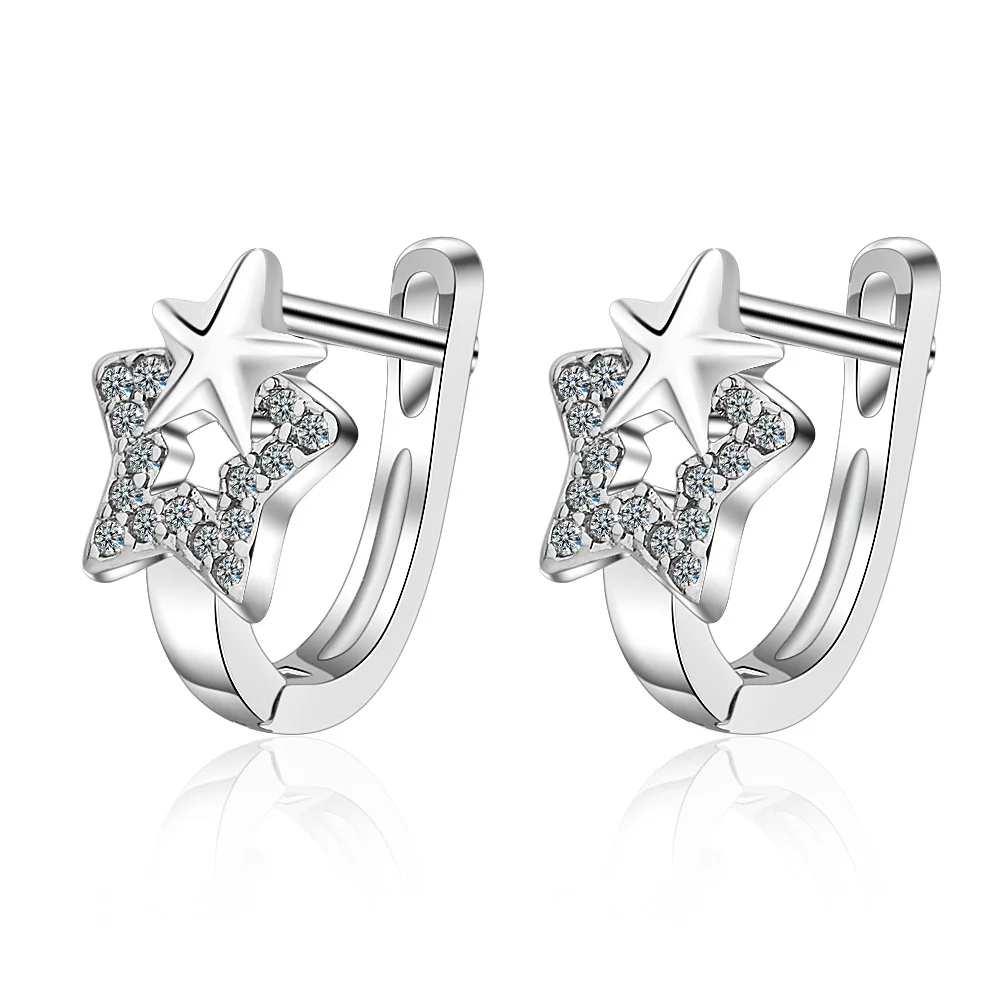 

Luoluoyi 2021 Star Earrings Crystal Earrings For Women New Girl Fashion Korea Silver Jewelry