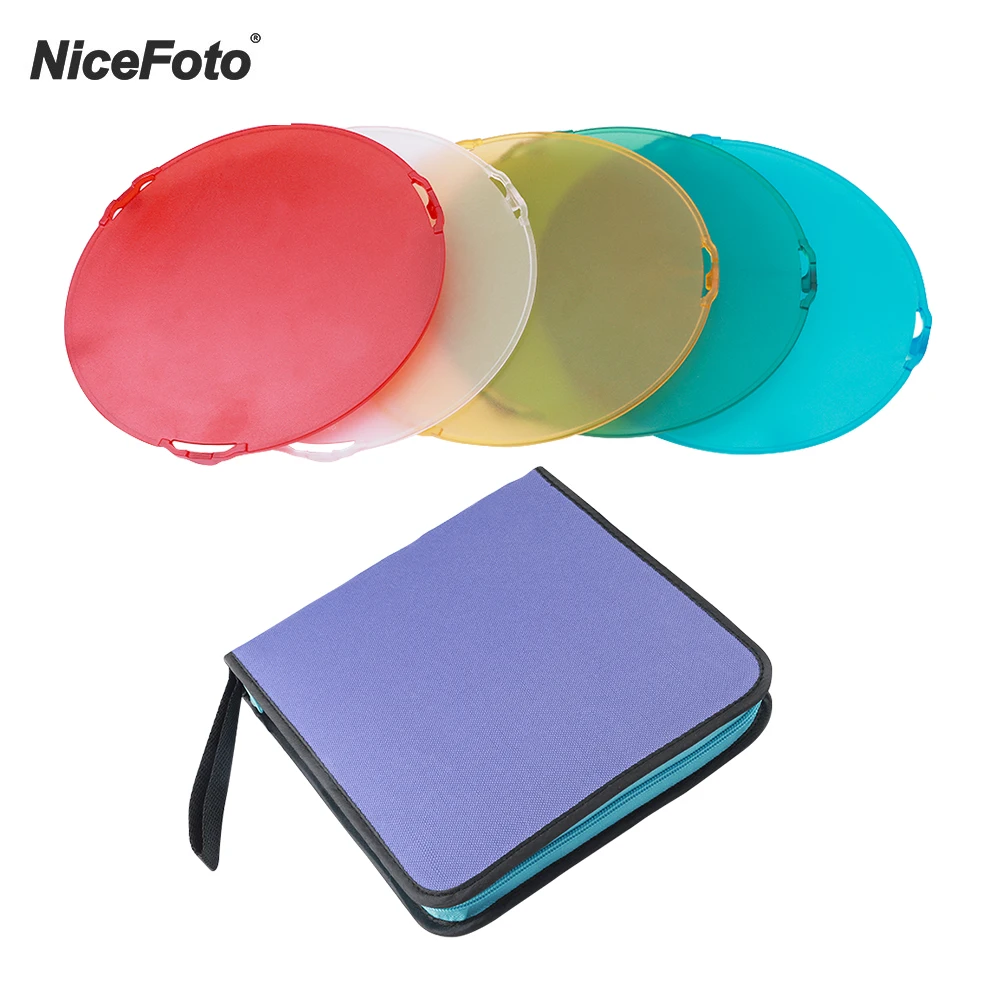 

NiceFoto 5 шт./компл., стандартный отражатель для салонов красоты, цветные фильтры, диффузор с сумкой для переноски