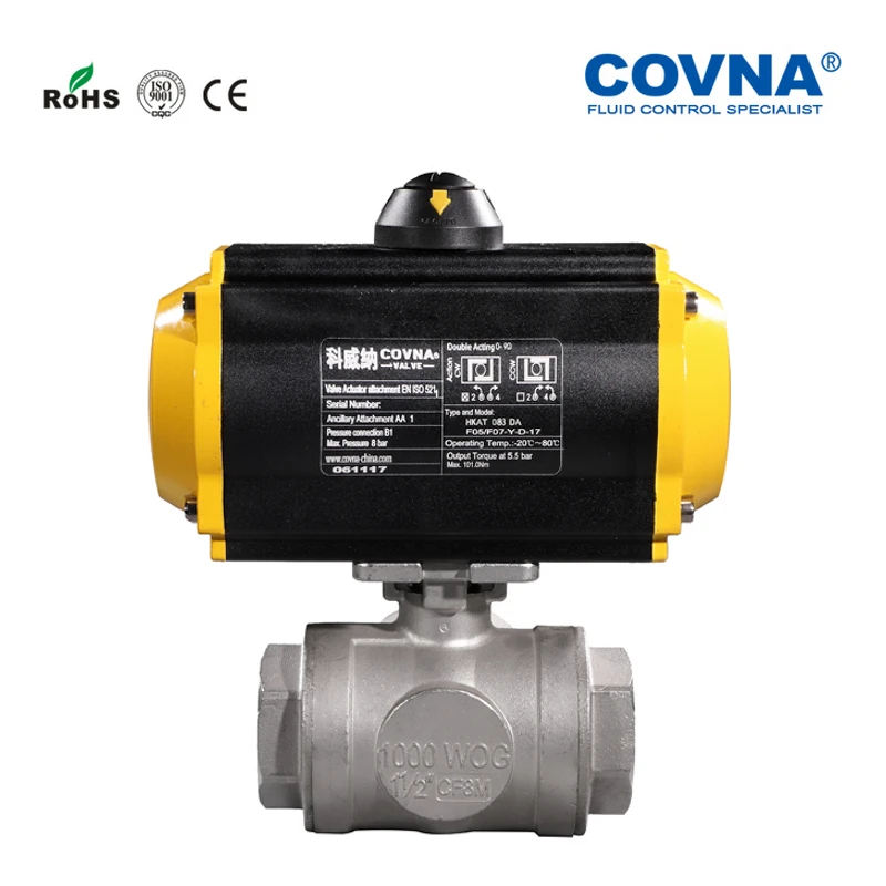 ANSI 2.5 inch Thread Pneumatic Ball Valve NPT 3 Ways Spring Returned SS304 | Обустройство дома