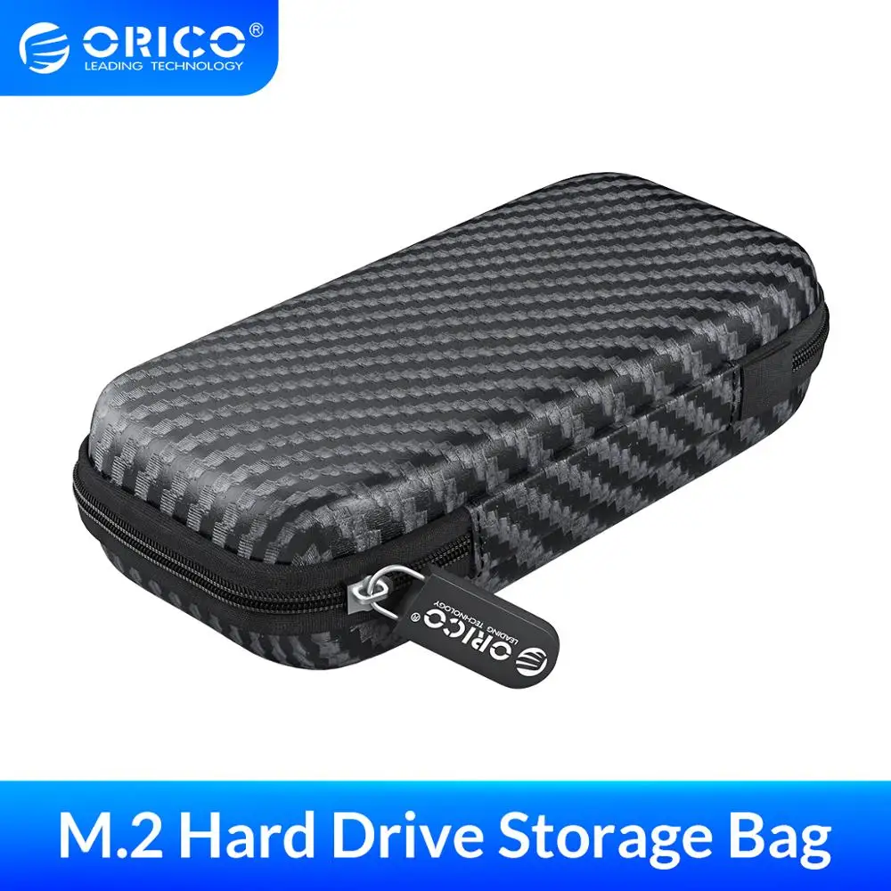 

ORICO M.2 Hard Disk Case EVA Portable HDD Storage Protection Bag for External M.2 Hard Drive/Earphone/Data Line HDD Case Black