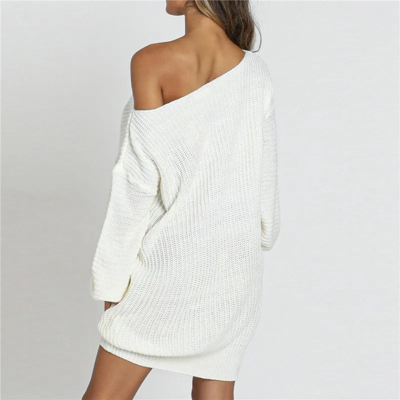 

Fashion Women Off Shoulder Chunky Sweater Dress Ladies Baggy Long Sleeve Jumper Tops