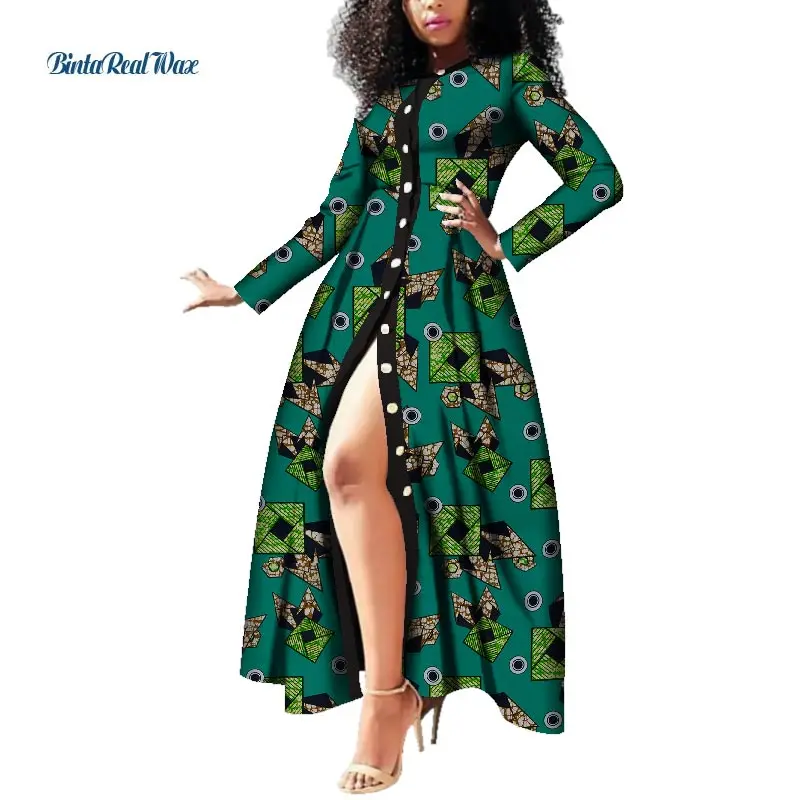 7 Африканские платья для женщин с восковым принтом, длинные платья Vestido Bazin Riche Dashiki, женская одежда в африканском стиле WY3785 - Цвет: 7