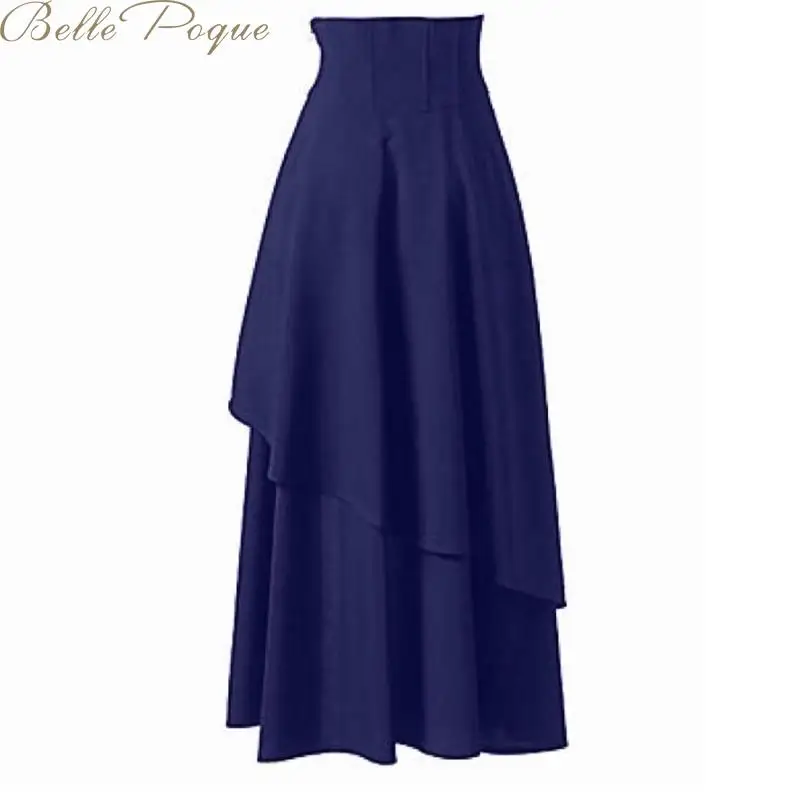 Belle Poque стимпанк необычные женские юбки высокая талия одноцветная юбка женская