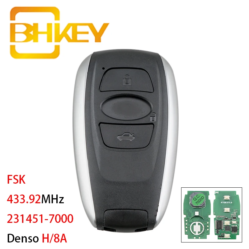 

BHKEY Car Remote Key for Subaru 231451-7000 Denso FSK for Subaru Forester Legacy Impreza XV BRZ Car Key 433.92MHz H/8A Chip