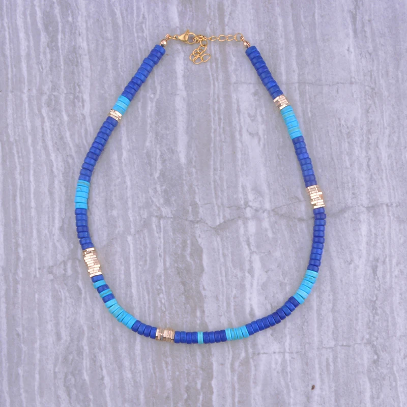 necklace 27 Кулоны colar visco для девушек и мужчин, мужские полимерные Серферы, ожерелье, цепь цепочка, воротник bijoux femme heishi чокер с бусинами, ожерелье для женщин - Окраска металла: necklace 27