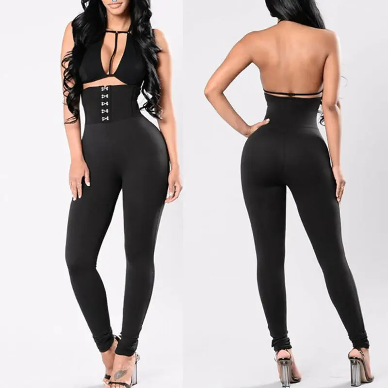 Сексуальные Клубные женские облегающие однотонные узкие брюки с высокой талией