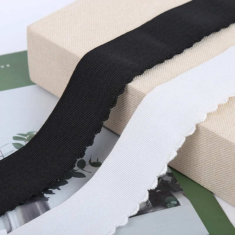 

Black White 10 Yards 12mm 15mm 20mm Velvet Wave Elastic Band For Underwear Garment Sewing Elastic Ribbon Waist Band Bra Strap