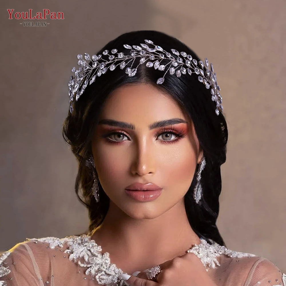 Женский обруч для волос YouLaPan HP410 Серебристый с бриллиантами свадебные аксессуары