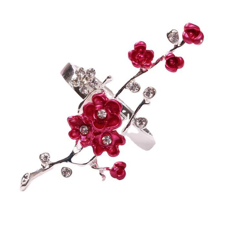 10 шт. Свадебные серебряные Цвет роспись сливы пуговица для салфетки кольца