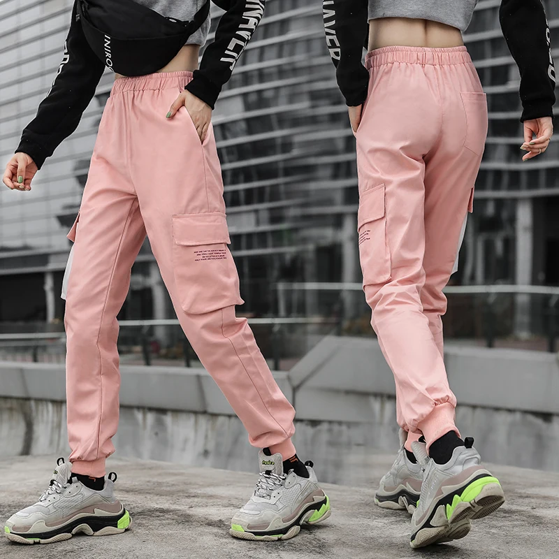 2019 Новое поступление Женская Мода Личность Тонкий уличная черный розовый Харан