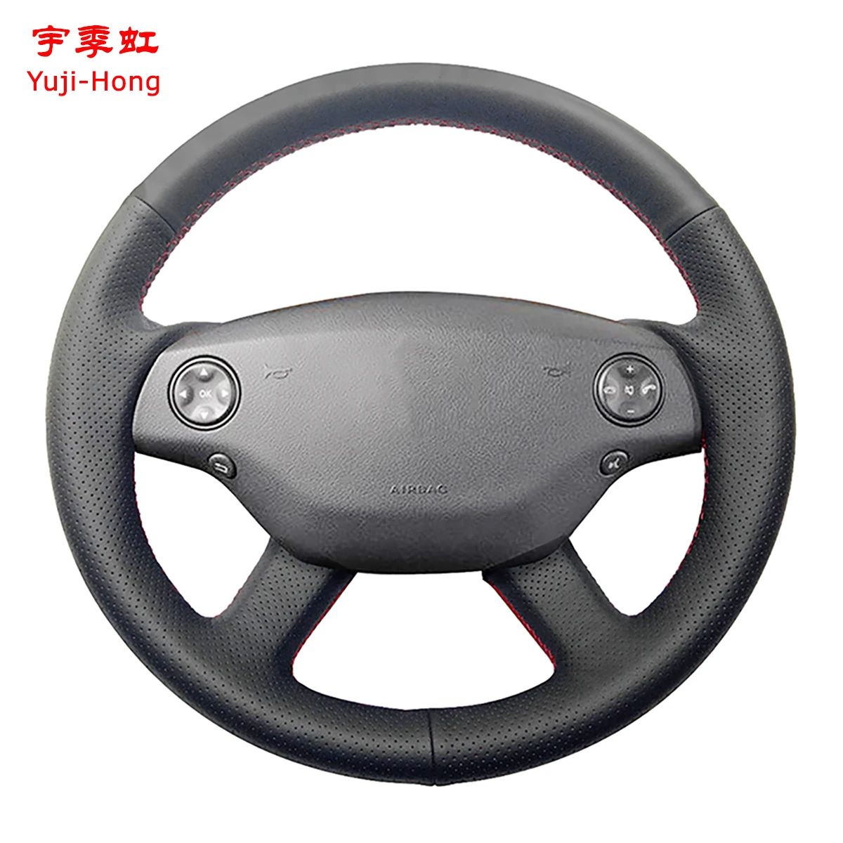 

Yuji-Hong Top Layer Genuine Cow Leather Car Steering Covers Case for BENZ S350 S-Class 2006-2008 Mercedes-benz Cover Black
