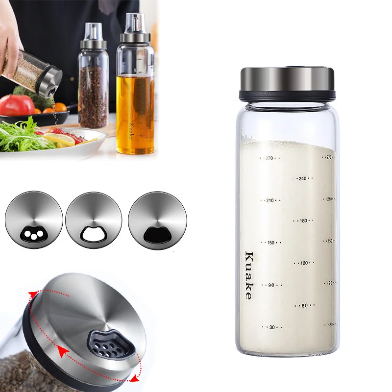 

200ml/300ml/500ml Seasoning Box Moisture-proof Salt Shaker Kitchen Glass Sealed Seasoning Box Seasoning Bottle Household