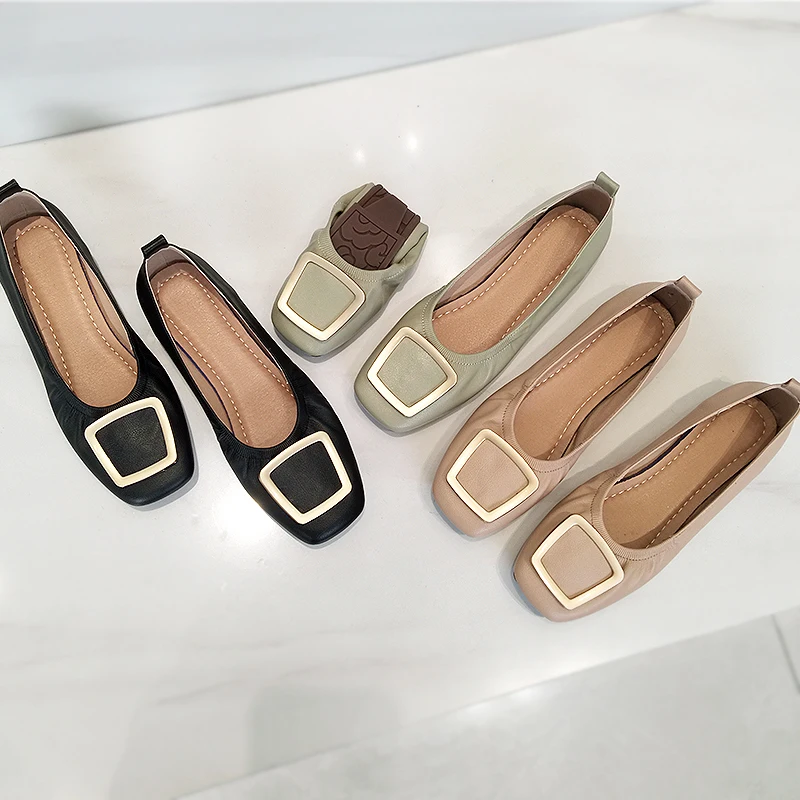 

EOEODOIT Women's Ballet Flats Spring New Casual Soft Leather Loafers Lady Casual Flat Heel Shoes Sneakers Driving shoes