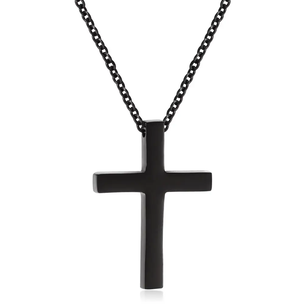 

Cross Necklace Men's Black Gold Stainless Steel Cross Pendant Necklace Cm Chain
