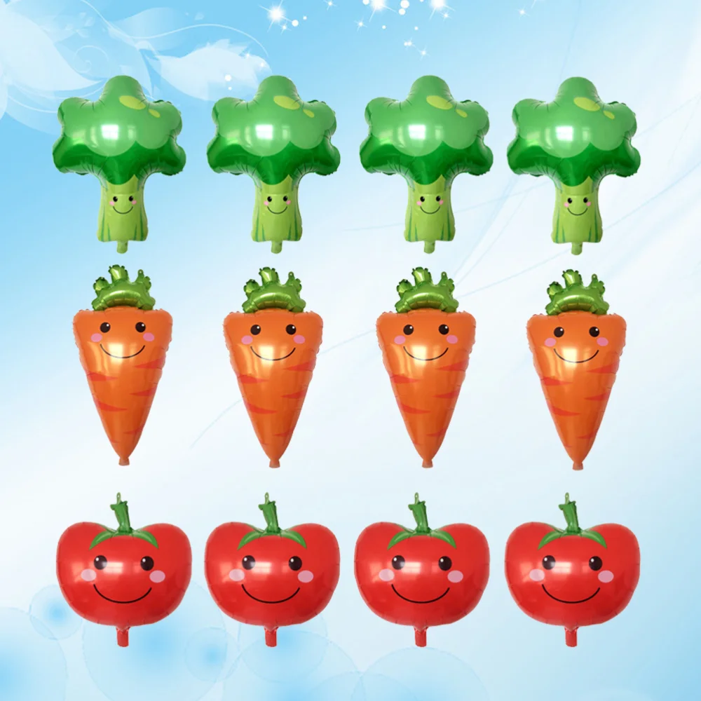 

12pcs Vegetables Balloons Sets Decor Balloons Sets for Party Gathering Birthday (4pcs Broccoli Pattern, 4pcs Carrots Pattern, 4p