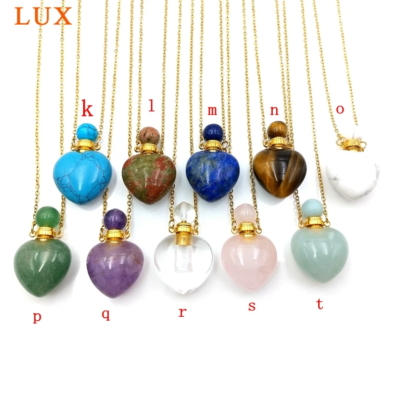 Колье в форме сердца с подвеска виде бутылочки парфюма натуральными