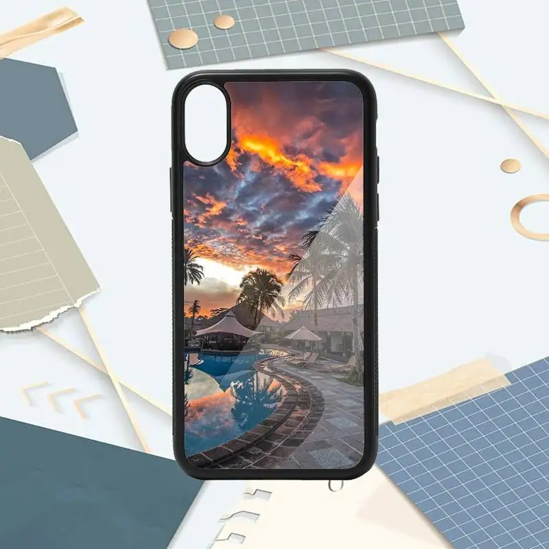

Sunset view of Bali Sandy beach Phone Case PC for iPhone 11 12 pro XS MAX 8 7 6 6S Plus X 5S SE 2020 XR