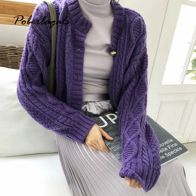 Autumn winter Knitting Vintage twist Sweaters Women cardigan 2019 korean sweaters female knit thick wool blends Cardigan women |