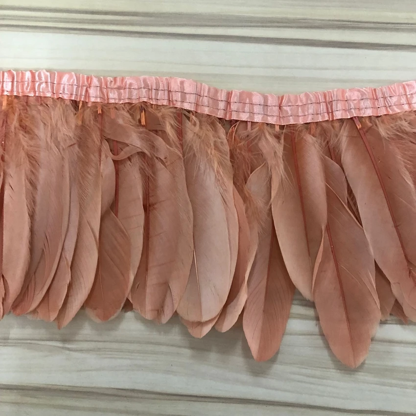 10 ярдов натуральные гусиные перья отделка окрашенная кожа розовый для