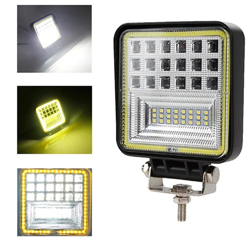 1PCS yellow Square AILEO 120 Вт 4x4 Светодиодный светильник бар точечное Наводнение комбинированный внедорожный светодиодный светильник на голову для внедорожника, грузовика, трактора, квадроцикла 24 В светодиодный светильник 12 в рабочий светильник - Цвет: 1PCS yellow Square