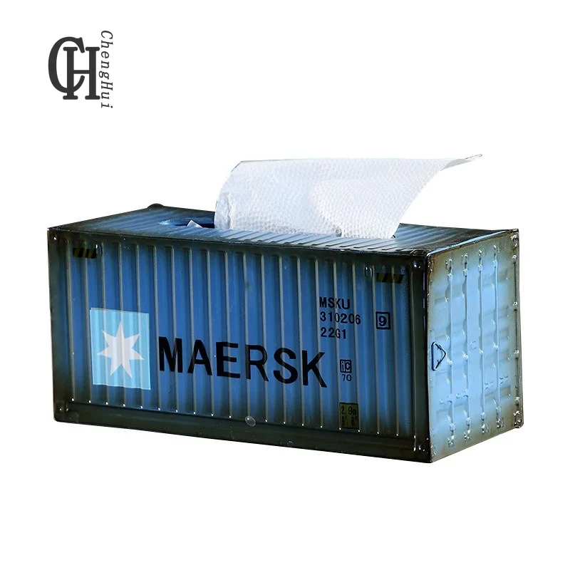

Vintage Iron Industrial Style Container Tissue Box Living Room Dining Room Bedroom Decoration
