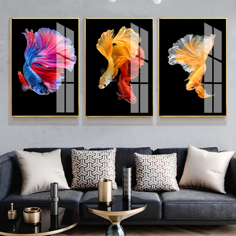 

Factory direct sales 5D three-dimensional paintings light luxury fresco goldfish tri-decorative painting on behalf of a hair