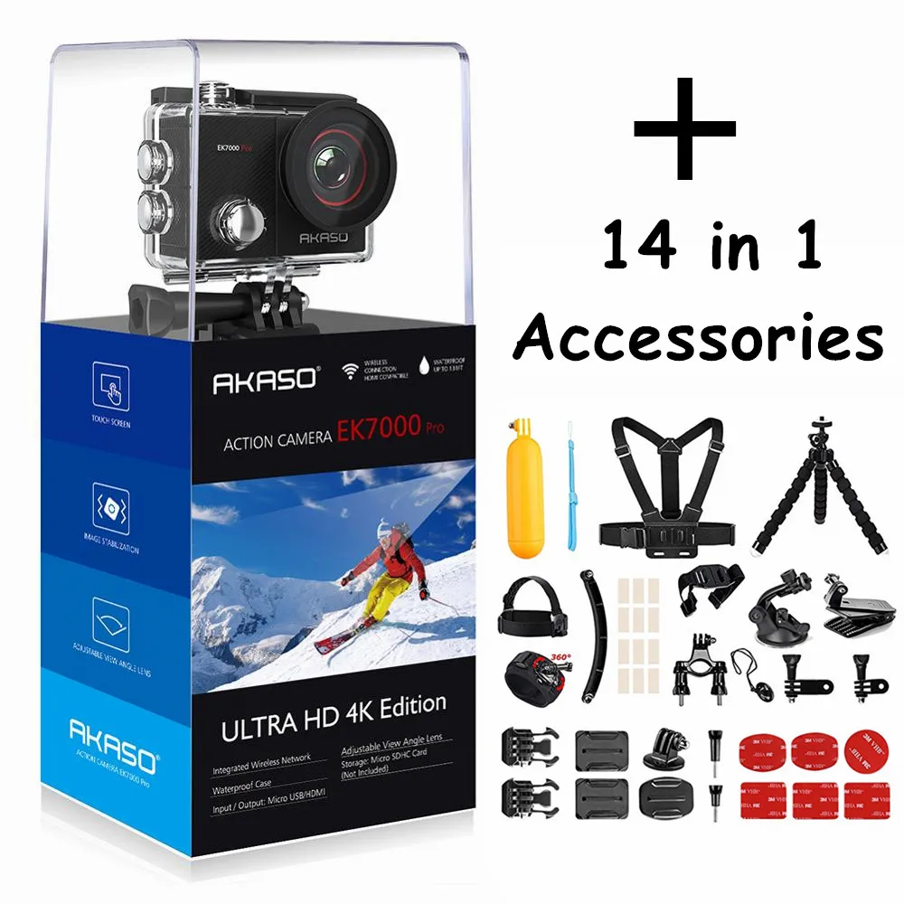 AKASO go EK7000 Pro 4K экшн Спортивная камера с сенсорным экраном EIS регулируемый угол