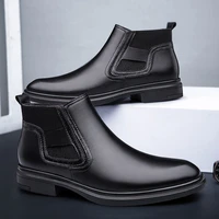 genuine leather mens casual shoes chelsea boots men platform luxury designer high quality waterproof snow ankle boots for male