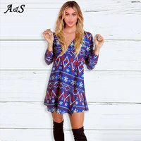 anbenser vintage snow flowers christmas dress women winter casual long sleeve dresses female v neck sexy new year party dress