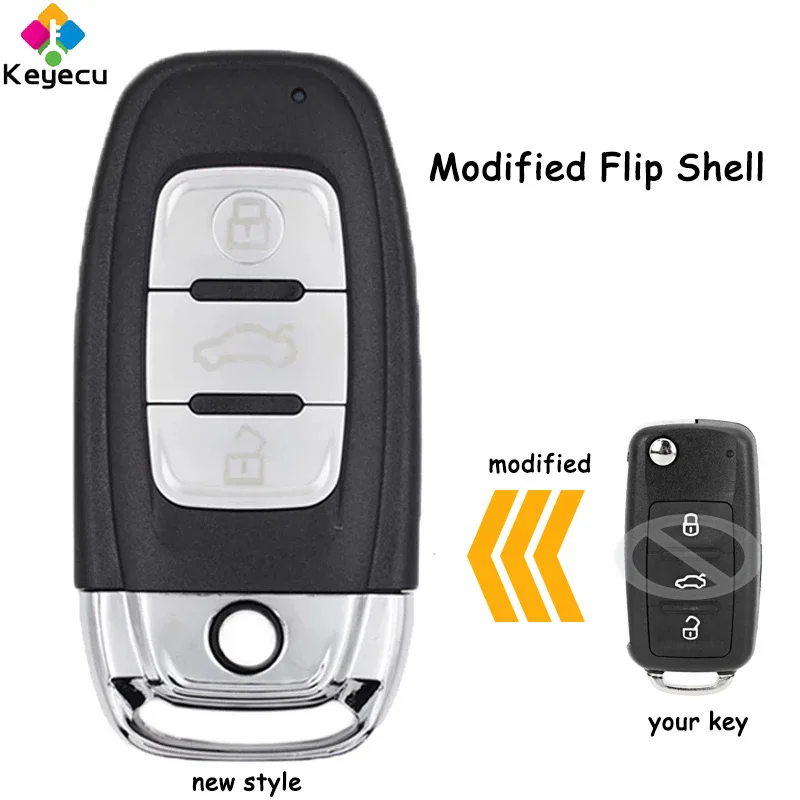 

KEYECU Modified Flip Remote Car Key Shell Case With 3 Buttons Fob for Volkswagen Caddy Eos Golf Jetta Beetle Polo Up Tiguan MK6