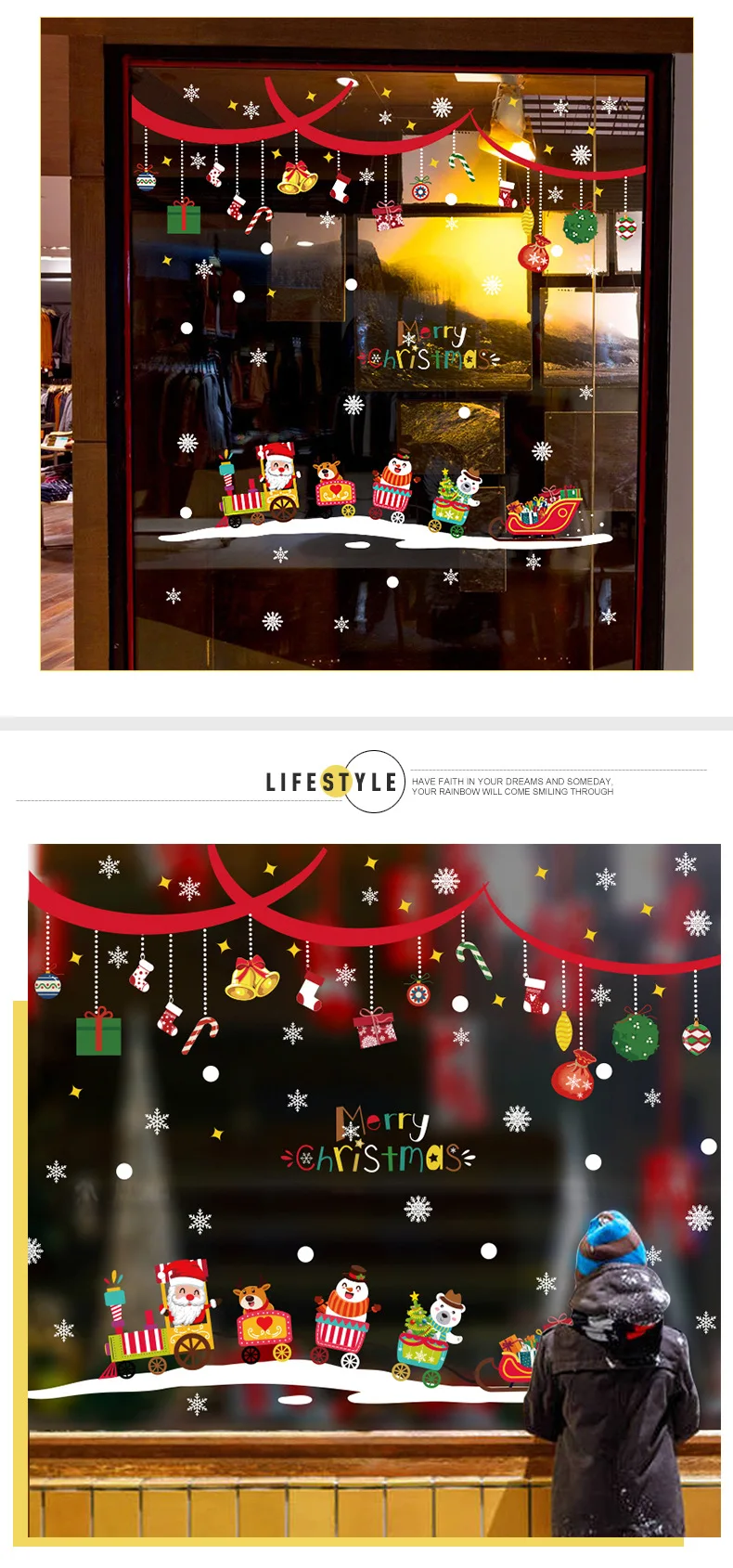 

Christmas Train Holiday Scene Layout Decoration Stickers Window Glass Window Stickers Window Flower Wall Stickers