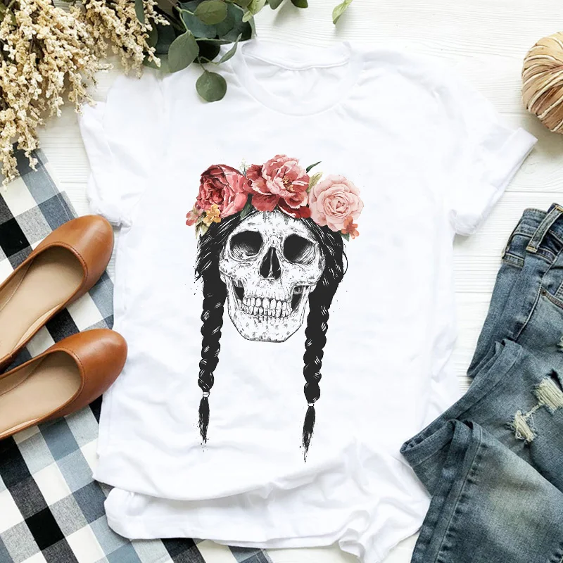 

Women Lady Printed Floral Short Sleeve Fashion 90s Print Ladies T Tee Womens Shirt Clothes Tshirt Female Top Graphic T-shirt