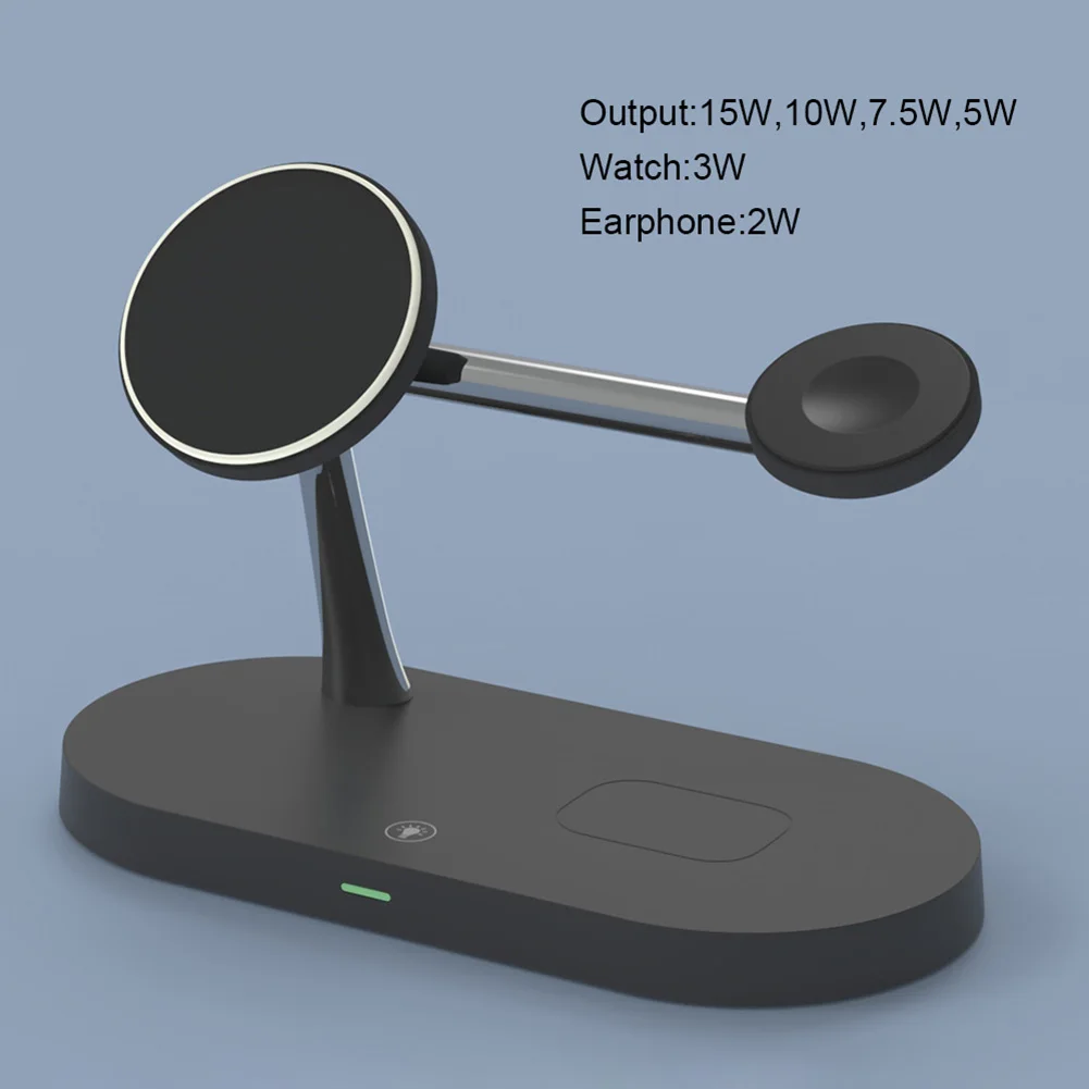 

5 in 1 15W Wireless Charger Stand Watch Earphone Phone Qi Charging Station with Night Light for iPhone iWatch Airpods