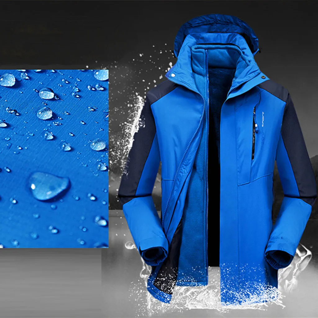 Для мужчин s куртки и пальто для девочек Три в одном съемный плюс бархат