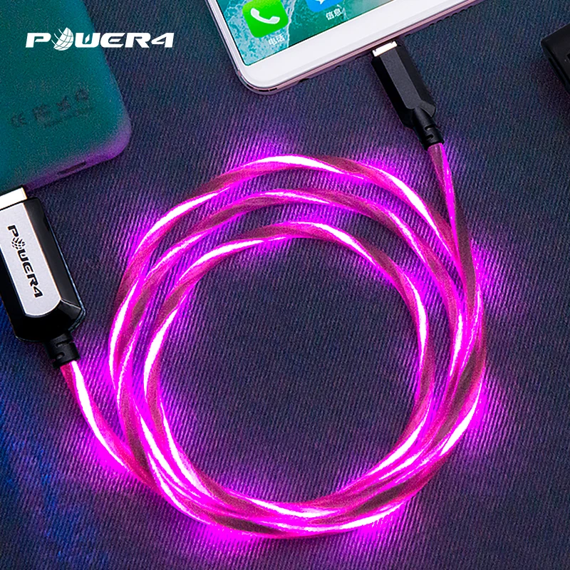 Power4 светодиодное освещение USB кабели для Lightning/Micro/USB Type C зарядные iPhone LG Nokia Samsung Huawei