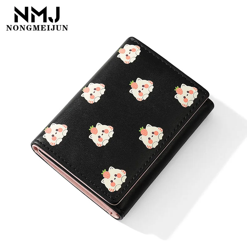 

Симпатичный кошелек, новинка 2021, модный кожаный женский кошелек с мультипликационным рисунком, брендовый дизайнерский короткий Дамский ма...