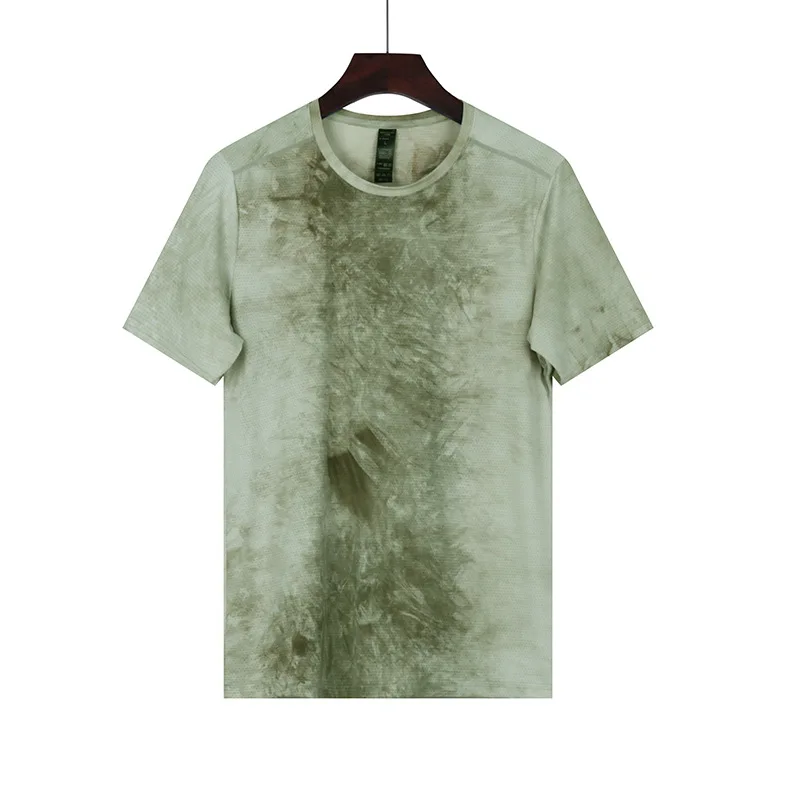 

2021 new summer men's mesh hollow breathable fast dry thin outdoor sports ice feeling leisure cool short sleeves