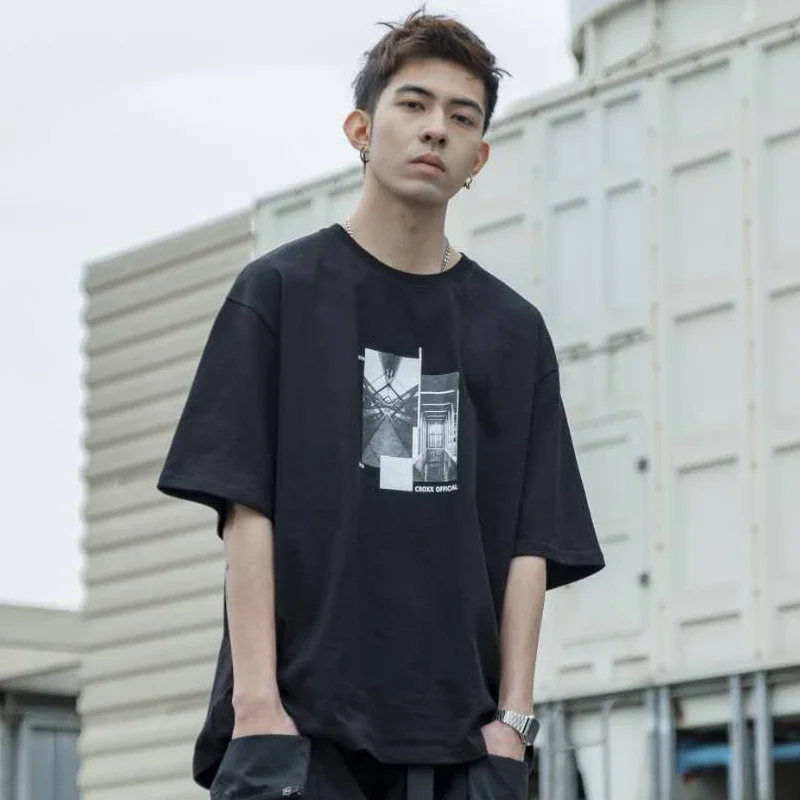 Мужская хлопковая футболка CROXX Techwear с графическим рисунком рабочее пространство