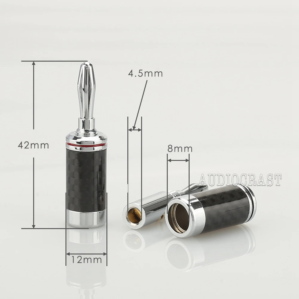

Hi-End Rhodium Plated Carbon Fiber Speaker Cable Banana Terminal Connector 8pcs