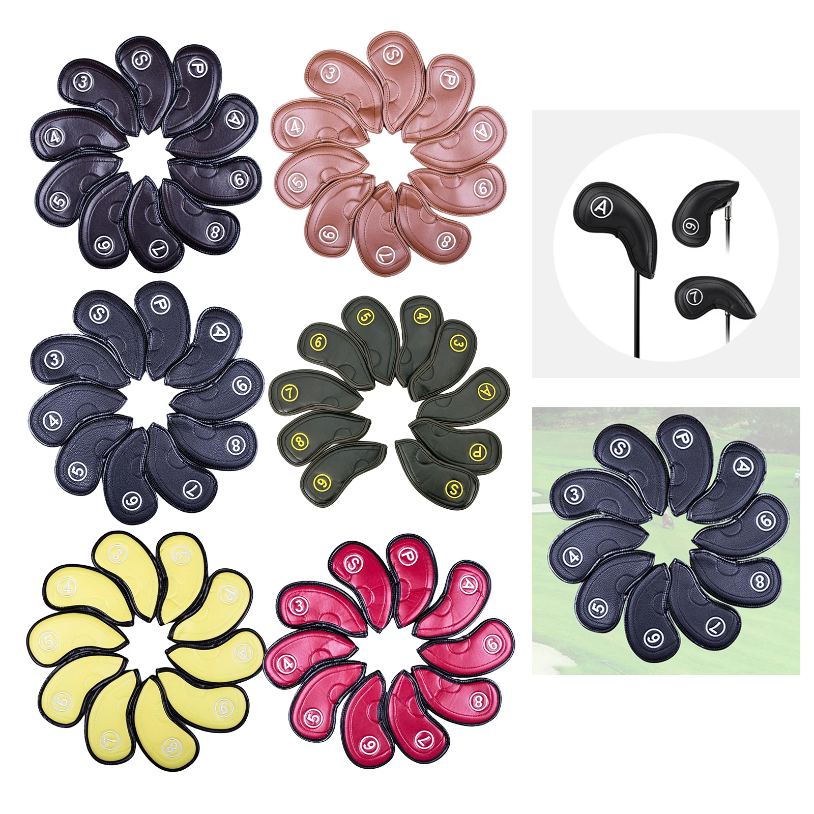 

10x Golf Club Iron Covers Headcovers Putter Set Waterproof Golf Accessories