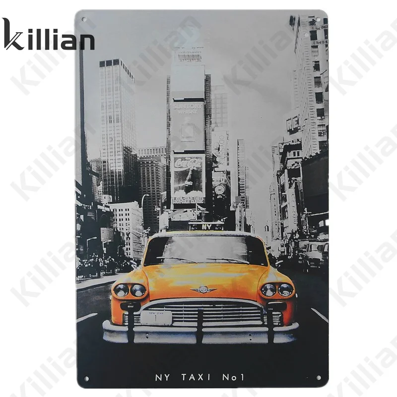 

American Street Car Metal Poster Retro Hustle City Picture Metal Plate Modern Bedroom Living Room Shop Wall Metal Plaque Decor