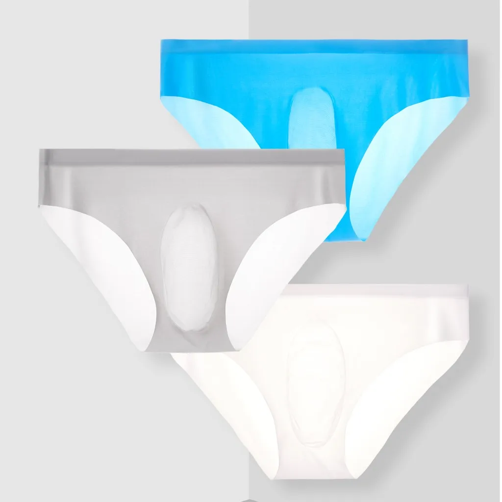 Трусы брифы мужские из вискозы Бесшовные дышащие тонкие спортивные трусы с