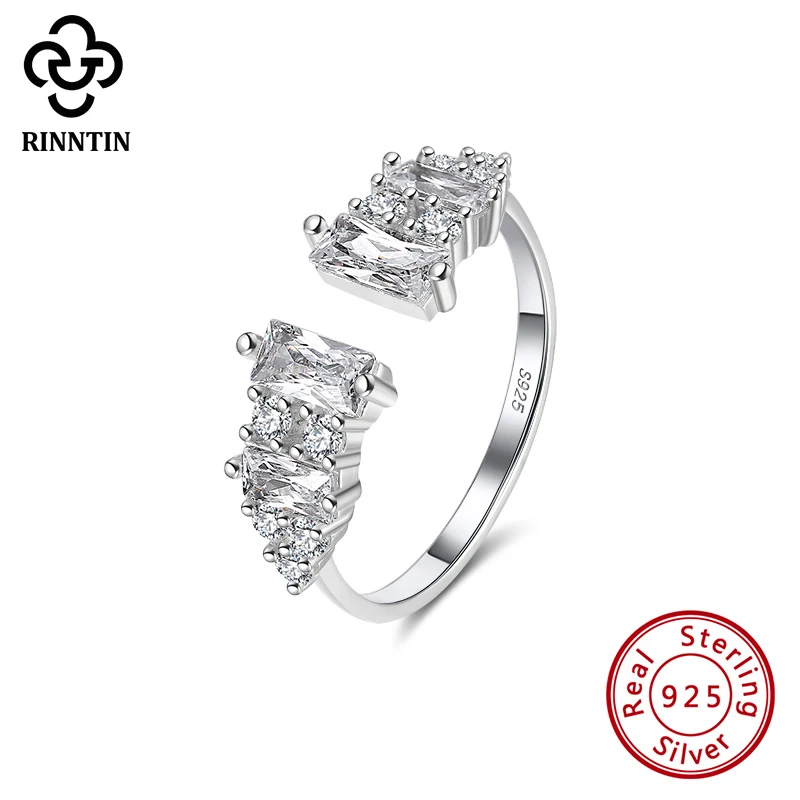 Rinntin S925 Серебряное женское кольцо с неправильным кристаллом циркония