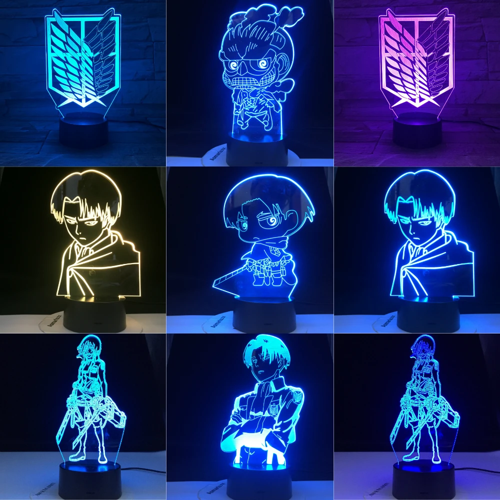 

Attack on Titan Night Light Led MIKASA ACKERMAN CAPTAIN LEVI Children Gift Manga Japanese Anime COLOSSAL TITAN CHIBI Anime