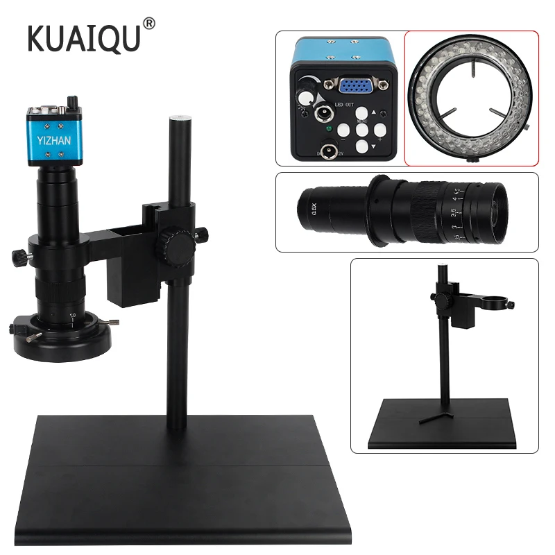 Промышленный микроскоп Камера светодиодный кольцевой светильник 180X С образное