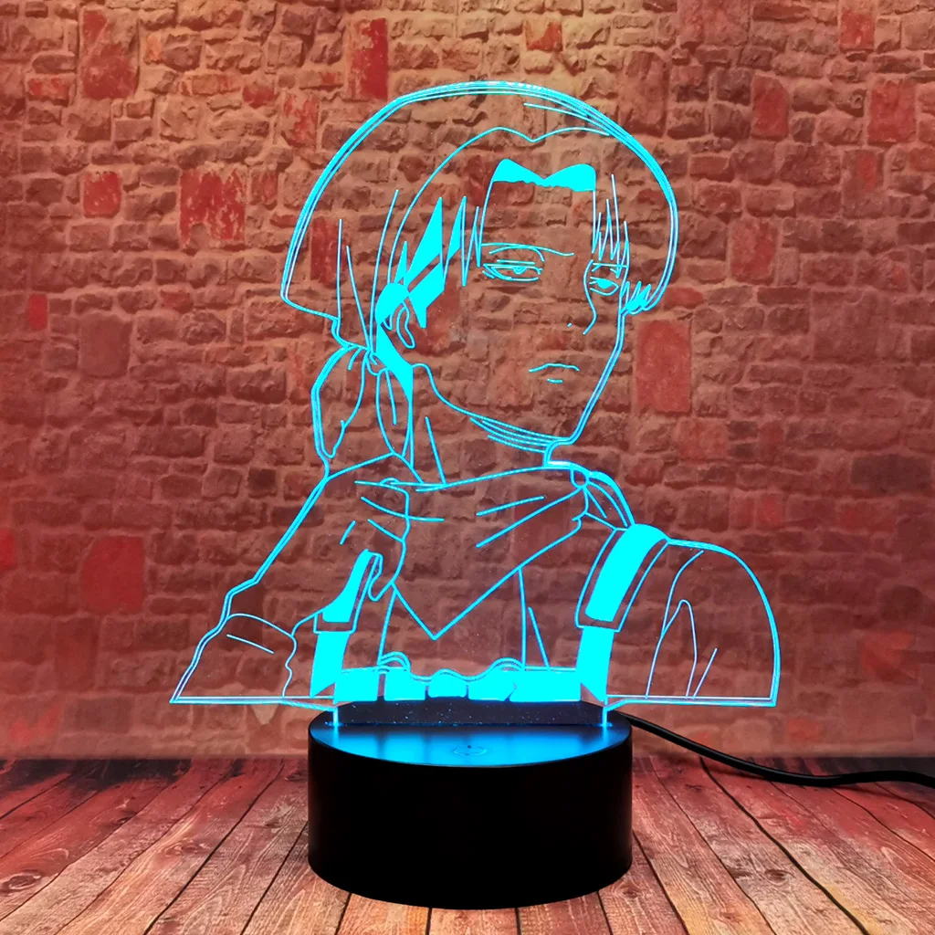 

Леви модель Атака Титанов Figuras 3D настольные ночник светодиодный Красочные Изменение лампа АОТ аниме Рисунок игрушки для детей