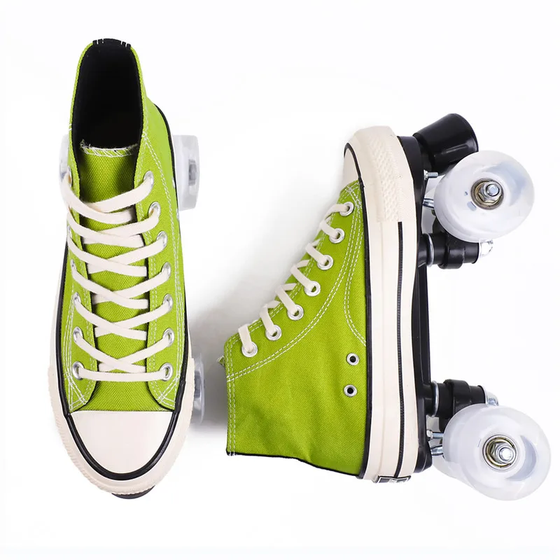 Парусиновые кроссовки для мужчин и женщин четыре ролика 4 колеса 2 ряда уличные