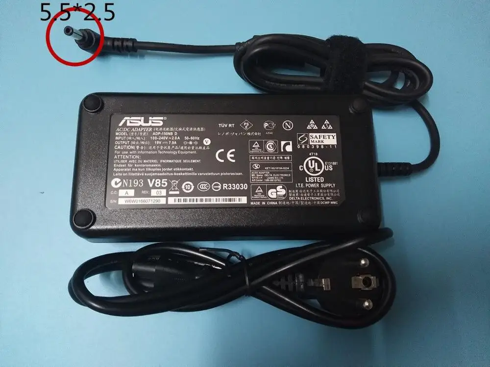 Зарядное устройство для ASUS G74SX-3DE G74SX-TS71 G55V G55VW G750 G55 19 5 V 7.7A 150W G2Sg G72Gx G73Jh G73 G72G |