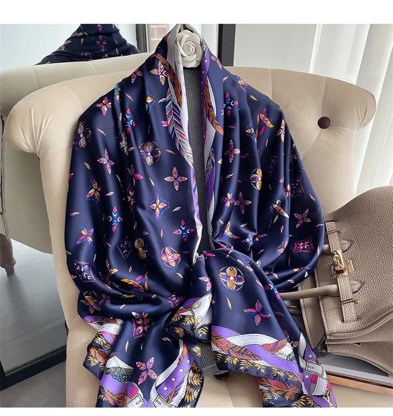 

2021 New Luxury Brand Scarf Women 180*90 Summer Sunscreen Silk Scarves Foulard En Soie All-match Hijab Bandana Shawl Wholesale