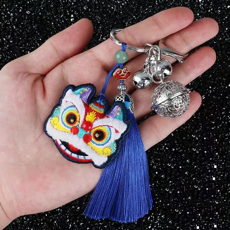 

2021, новый китайский брелок с вышивкой льва, blesses the peace